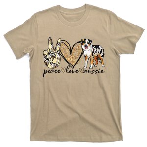 Peace Love Aussie Funny Aussie Mom Dog Mom Mother's Day Gift T-Shirt