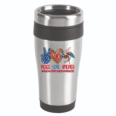 Peace Love America Healthcare Worker Gift 16oz Travel Tumbler