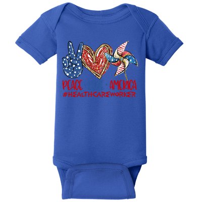 Peace Love America Healthcare Worker Gift Baby Bodysuit