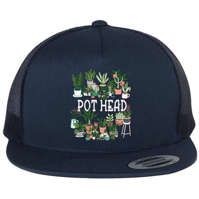 Plant Lover And Gardener Pot Head Succulent Flat Bill Trucker Hat