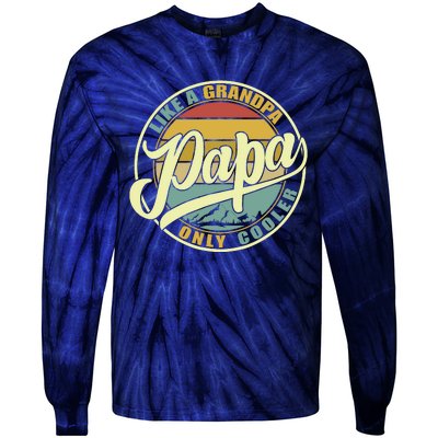 Papa Like A Grandpa Only Cooler Funny Dad Papa Definition Tie-Dye Long Sleeve Shirt