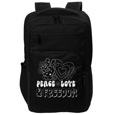 Peace Love America US Flag Groovy Freedom Day 4th Of July Impact Tech Backpack