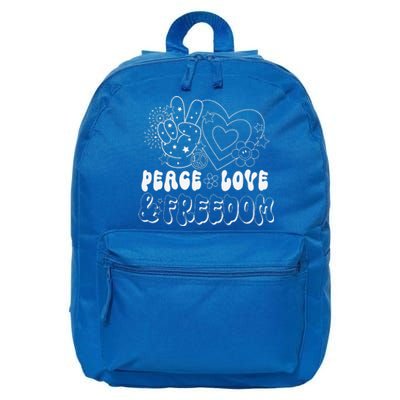 Peace Love America US Flag Groovy Freedom Day 4th Of July 16 in Basic Backpack