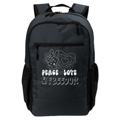 Peace Love America US Flag Groovy Freedom Day 4th Of July Daily Commute Backpack