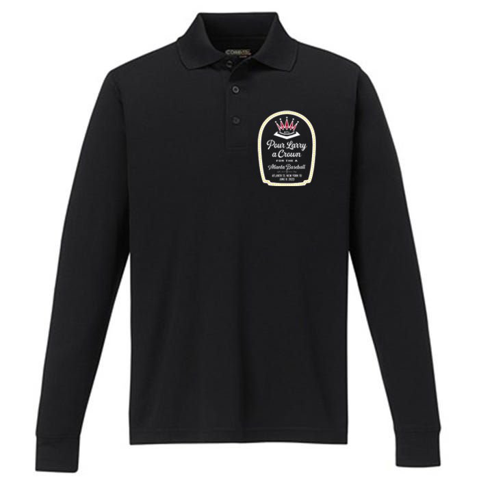 POUR LARRY A CROWN Home Run Celebration Funny Performance Long Sleeve Polo