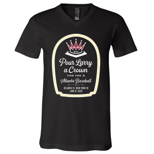 POUR LARRY A CROWN Home Run Celebration Funny V-Neck T-Shirt