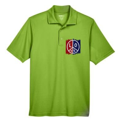 Peace Love America Peace Sign Usa Flag Gift Men's Origin Performance Piqué Polo