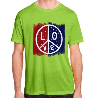 Peace Love America Peace Sign Usa Flag Gift Adult ChromaSoft Performance T-Shirt