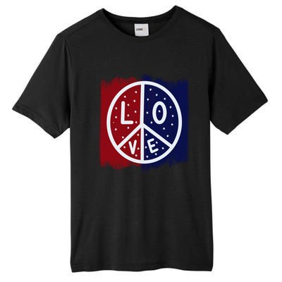 Peace Love America Peace Sign Usa Flag Gift Tall Fusion ChromaSoft Performance T-Shirt