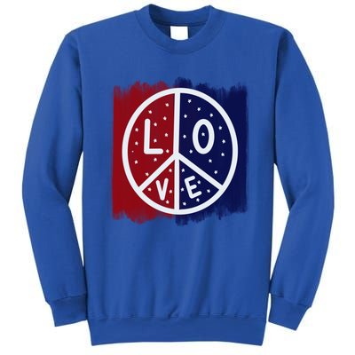 Peace Love America Peace Sign Usa Flag Gift Sweatshirt