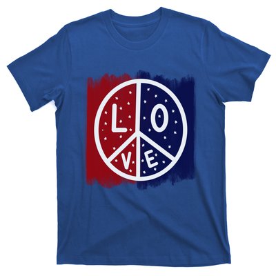 Peace Love America Peace Sign Usa Flag Gift T-Shirt