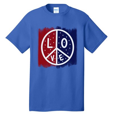 Peace Love America Peace Sign Usa Flag Gift Tall T-Shirt