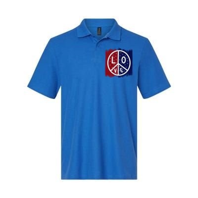 Peace Love America Peace Sign Usa Flag Gift Softstyle Adult Sport Polo