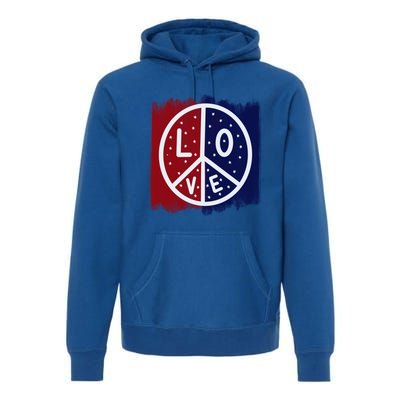 Peace Love America Peace Sign Usa Flag Gift Premium Hoodie