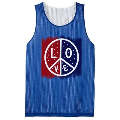 Peace Love America Peace Sign Usa Flag Gift Mesh Reversible Basketball Jersey Tank