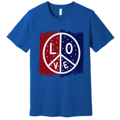 Peace Love America Peace Sign Usa Flag Gift Premium T-Shirt