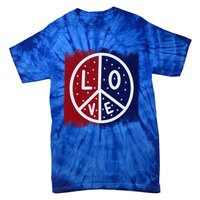 Peace Love America Peace Sign Usa Flag Gift Tie-Dye T-Shirt