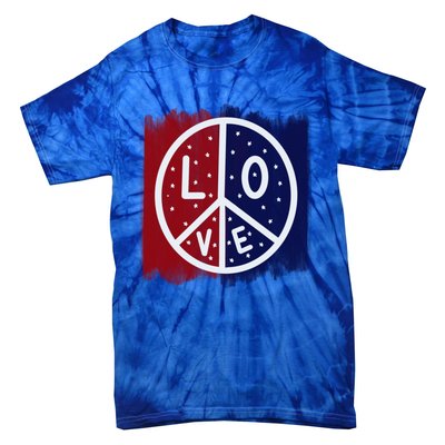 Peace Love America Peace Sign Usa Flag Gift Tie-Dye T-Shirt