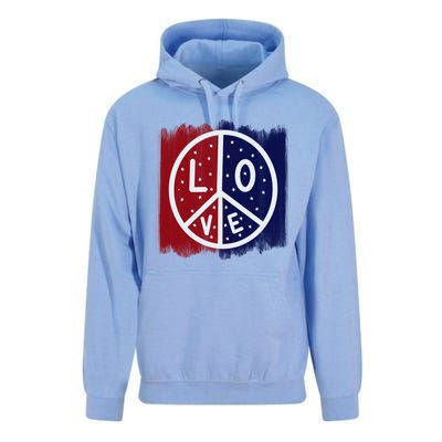 Peace Love America Peace Sign Usa Flag Gift Unisex Surf Hoodie