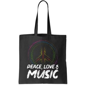 Peace Love And Music Peace Tote Bag