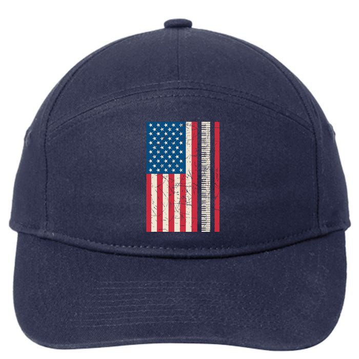 Piano Lover American Flag Patriotic Players Pianist Gift 7-Panel Snapback Hat