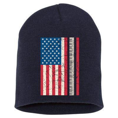 Piano Lover American Flag Patriotic Players Pianist Gift Short Acrylic Beanie