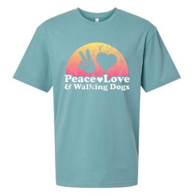 Peace Love and Walking Dogs Dog Walking Sueded Cloud Jersey T-Shirt