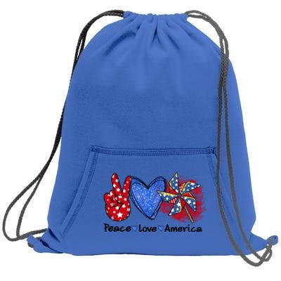 Peace Love America Gift Sweatshirt Cinch Pack Bag