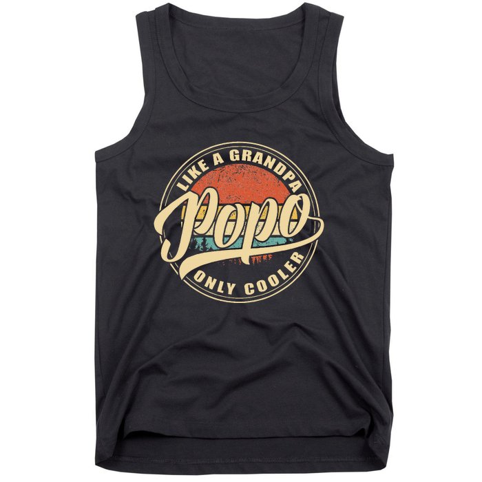 Popo Like A Grandpa Only Cooler Funny Vintage Retro Dad Papa Tank Top