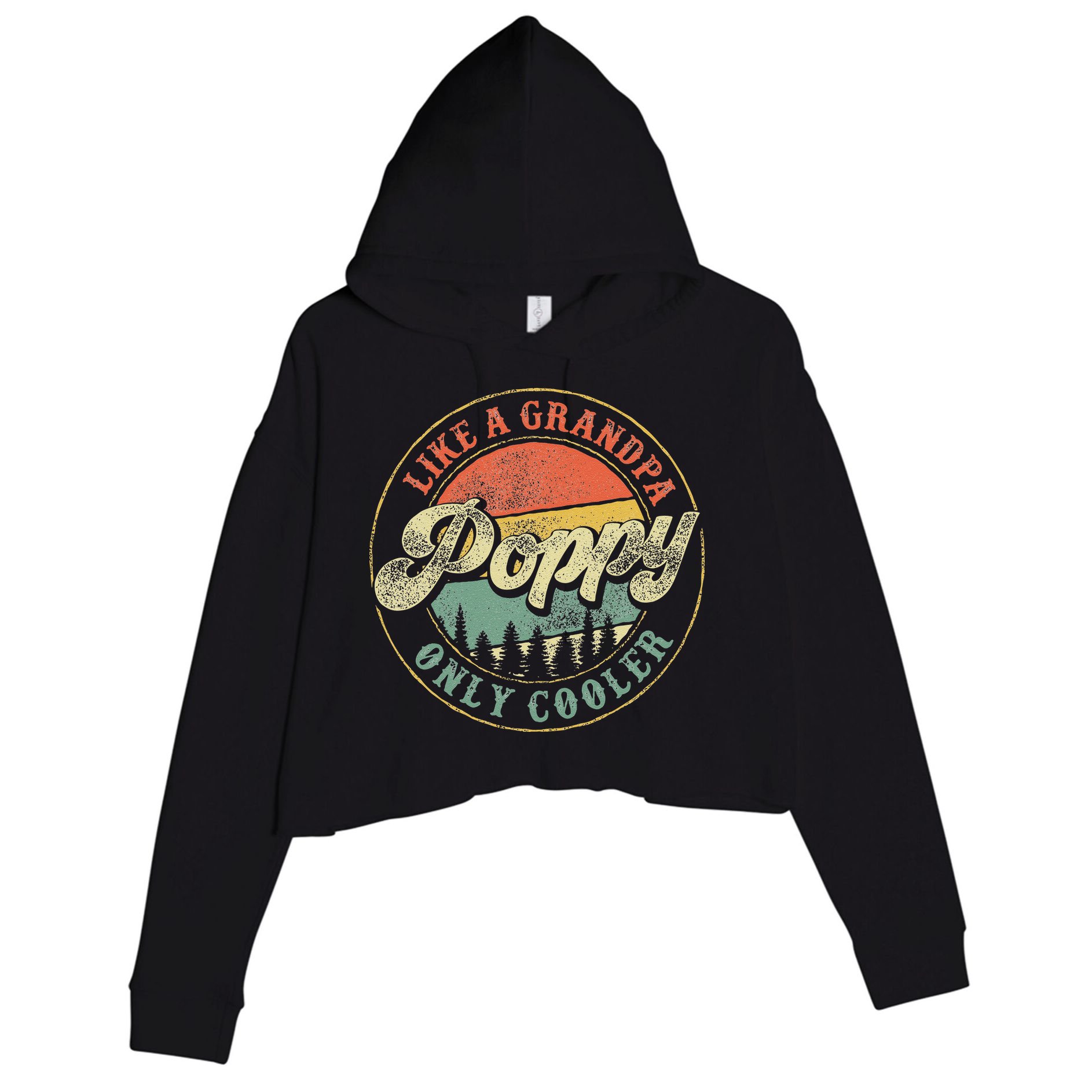 Poppy Like A Grandpa Only Cooler Vintage Retro Poppy Grandpa Crop Fleece Hoodie