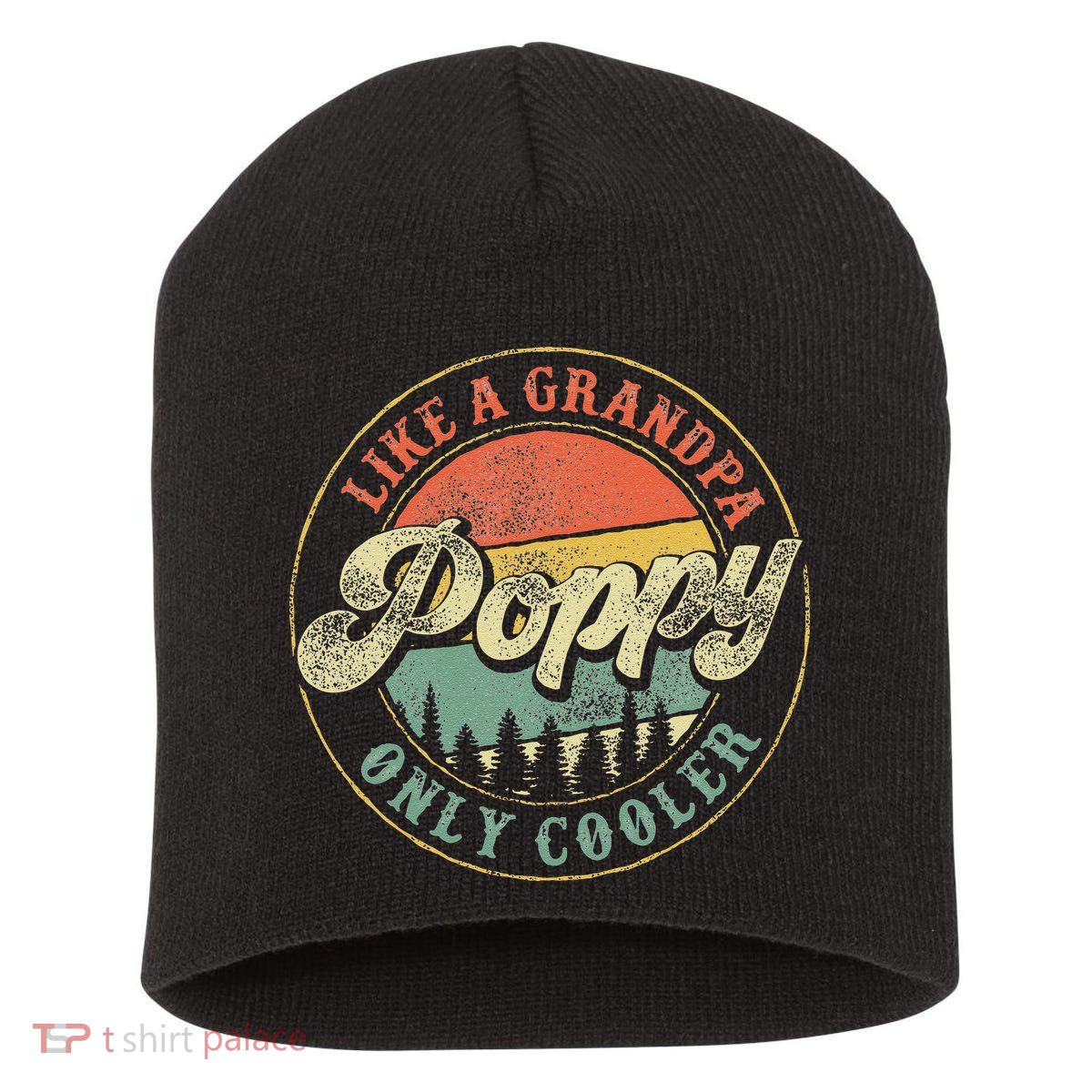 Poppy Like A Grandpa Only Cooler Vintage Retro Poppy Grandpa Short Acrylic Beanie