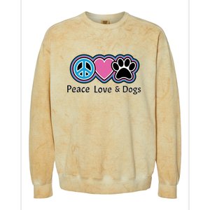 Peace Love And Dogs Great Gift Peace Sign Heart Paw Gift Colorblast Crewneck Sweatshirt