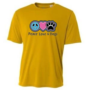 Peace Love And Dogs Great Gift Peace Sign Heart Paw Gift Cooling Performance Crew T-Shirt