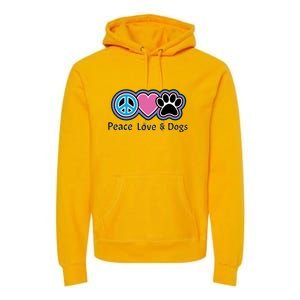 Peace Love And Dogs Great Gift Peace Sign Heart Paw Gift Premium Hoodie