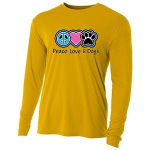 Peace Love And Dogs Great Gift Peace Sign Heart Paw Gift Cooling Performance Long Sleeve Crew