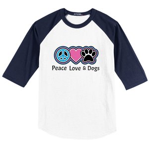 Peace Love And Dogs Great Gift Peace Sign Heart Paw Gift Baseball Sleeve Shirt