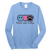 Peace Love And Dogs Great Gift Peace Sign Heart Paw Gift Long Sleeve Shirt