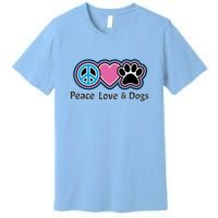 Peace Love And Dogs Great Gift Peace Sign Heart Paw Gift Premium T-Shirt