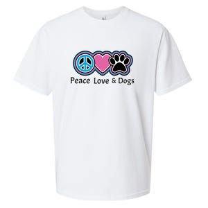 Peace Love And Dogs Great Gift Peace Sign Heart Paw Gift Sueded Cloud Jersey T-Shirt