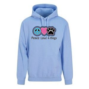 Peace Love And Dogs Great Gift Peace Sign Heart Paw Gift Unisex Surf Hoodie