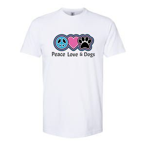 Peace Love And Dogs Great Gift Peace Sign Heart Paw Gift Softstyle CVC T-Shirt