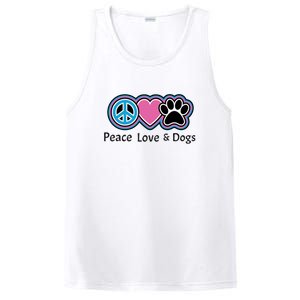 Peace Love And Dogs Great Gift Peace Sign Heart Paw Gift PosiCharge Competitor Tank