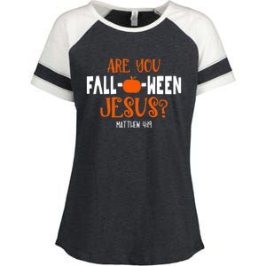 Pumpkin Lover Are You FallOWeen Jesus Halloween Costume Enza Ladies Jersey Colorblock Tee