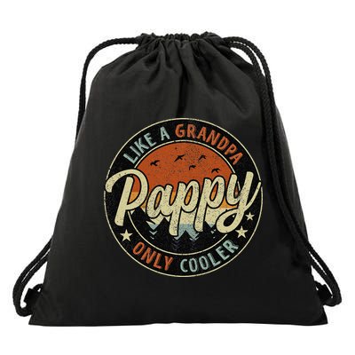 Pappy Like A Grandpa Only Cooler Vintage Retro Father's Day Drawstring Bag