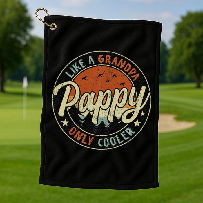 Pappy Like A Grandpa Only Cooler Vintage Retro Father's Day Golf Towel