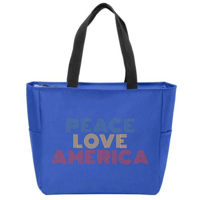 Peace Love America Retro 70s Vintage Gift Zip Tote Bag