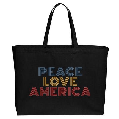 Peace Love America Retro 70s Vintage Gift Cotton Canvas Jumbo Tote