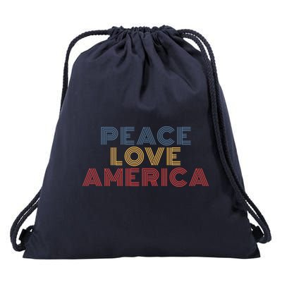 Peace Love America Retro 70s Vintage Gift Drawstring Bag