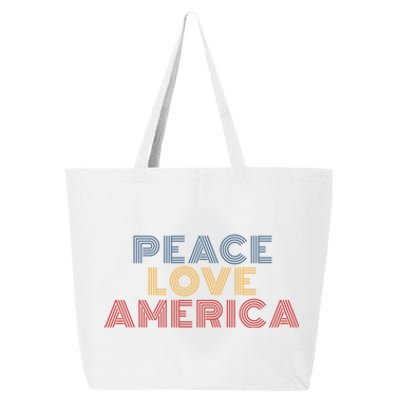 Peace Love America Retro 70s Vintage Gift 25L Jumbo Tote