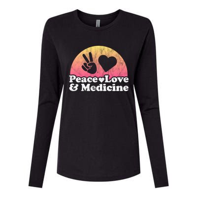 Peace Love And Medicine Gift Womens Cotton Relaxed Long Sleeve T-Shirt